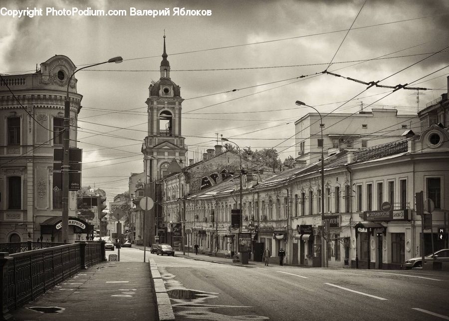 City, Downtown, Urban, Building, Town, Intersection, Road