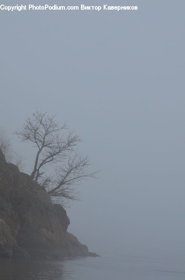 Coast, Cove, Outdoors, Sea, Water, Fog, Cliff
