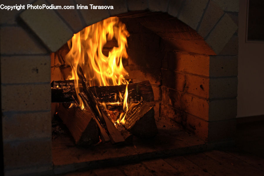 Fire, Fireplace, Hearth, Bunker, Crypt