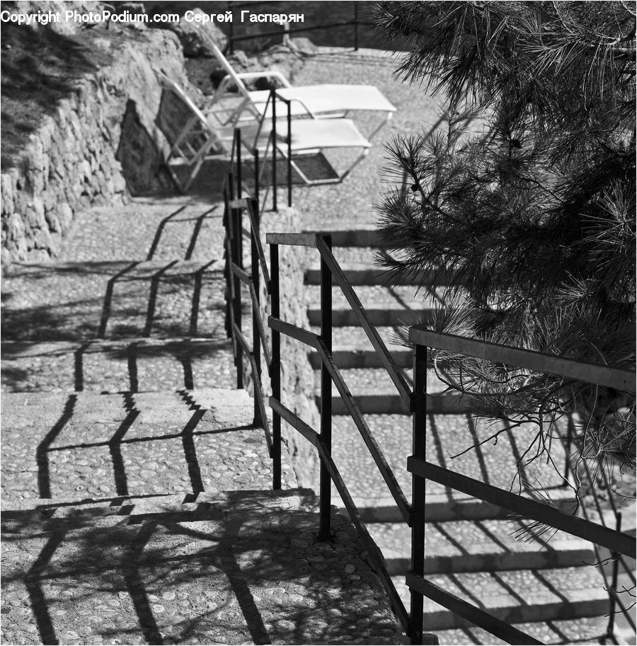 Chair, Furniture, Brick, Bench, Banister, Handrail, Path
