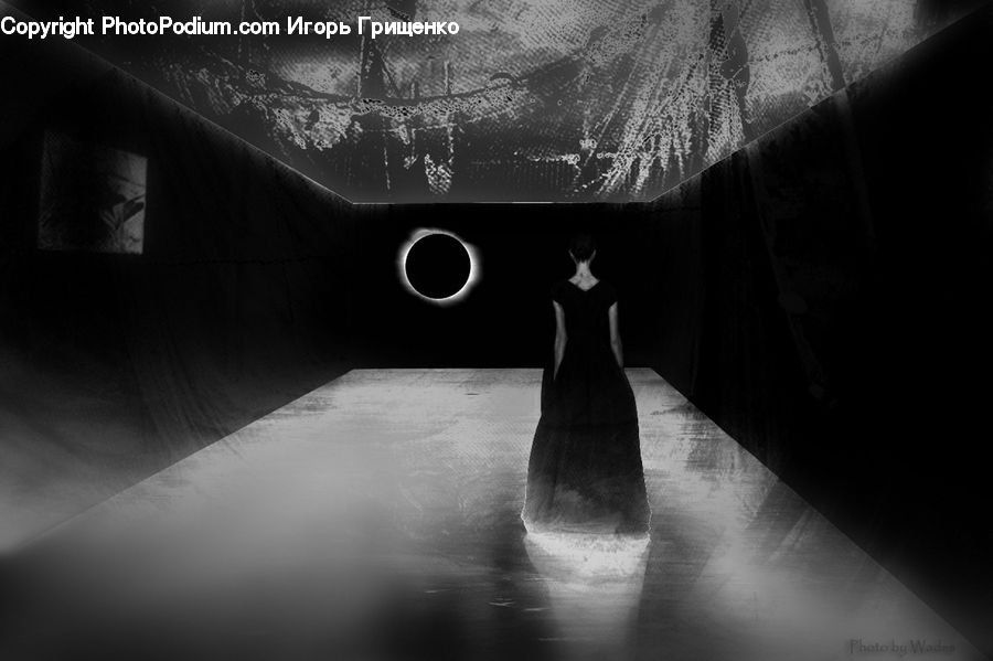 Tunnel, Corridor, Silhouette, Lighting, Clothing, Dress