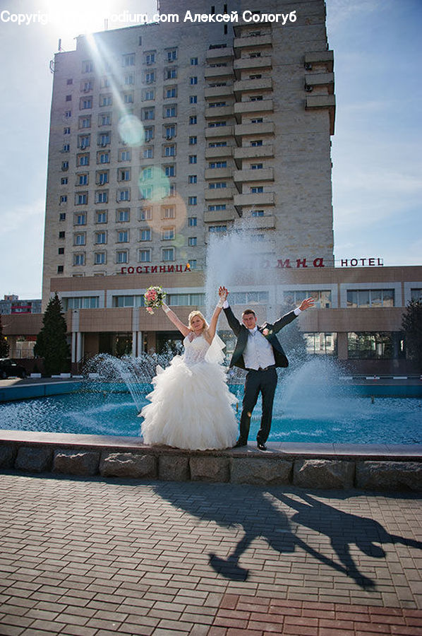 Fountain, Water, Ballerina, Ballet, Dance, Dance Pose, Performer