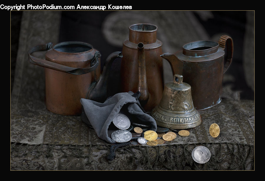 Coin, Money, Pot, Pottery