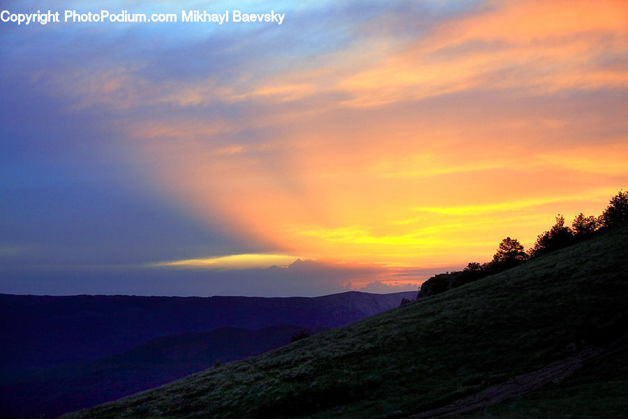 Dawn, Dusk, Red Sky, Sky, Sunrise, Sunset, Mountain
