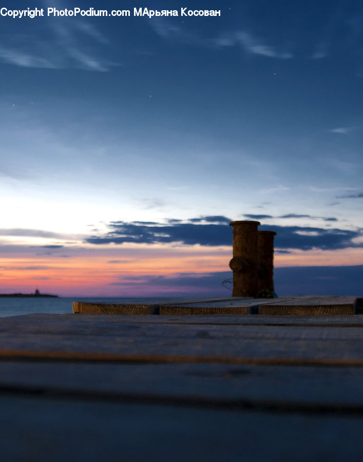 Coast, Outdoors, Sea, Water, Column, Pillar, Dawn