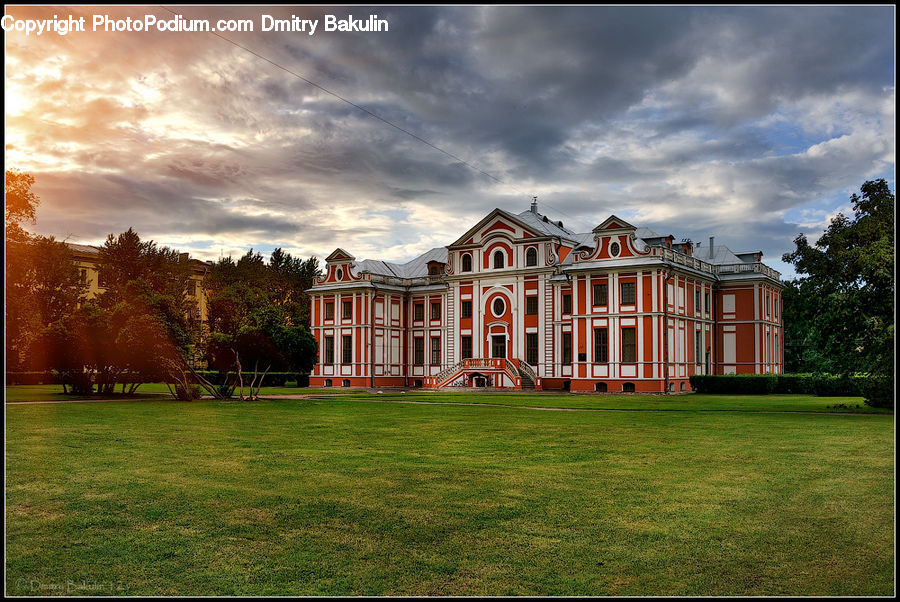 Architecture, Mansion, Building, House, Housing, Bench, Plant