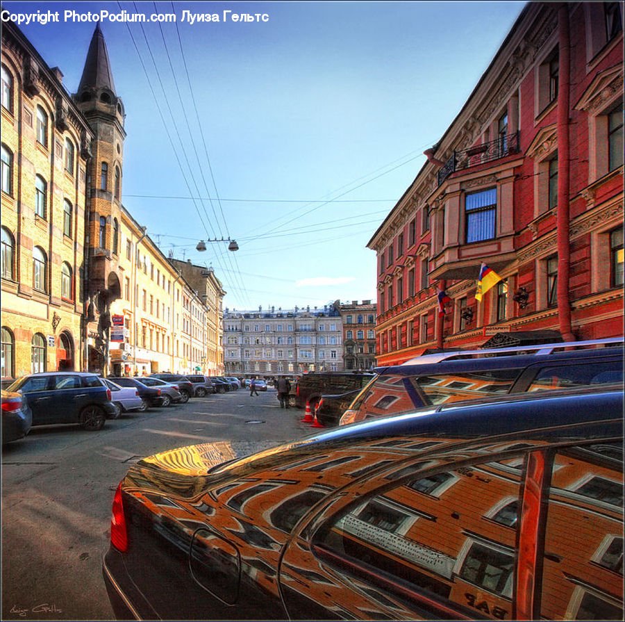 Road, Street, Town, Cab, Car, Taxi, Vehicle
