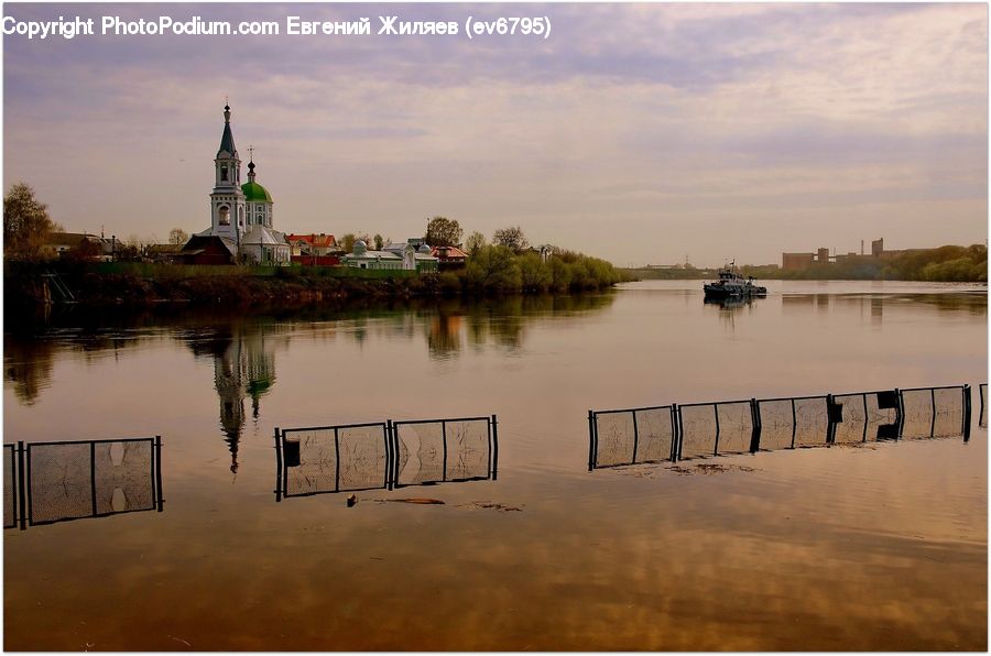 Flood, Outdoors, River, Water, Architecture, Church, Worship