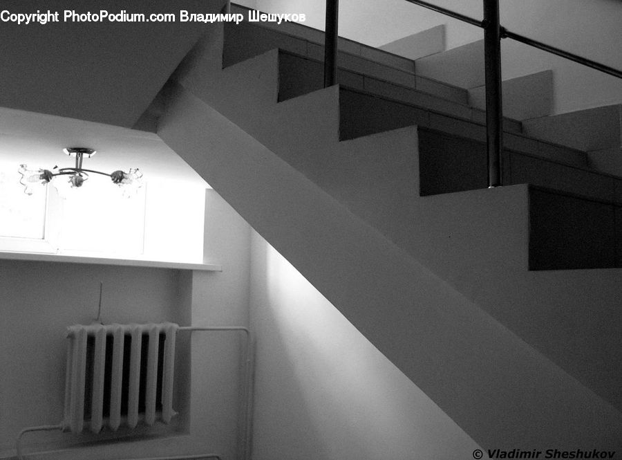 Radiator, Banister, Handrail, Staircase, Corridor, Logo, Trademark
