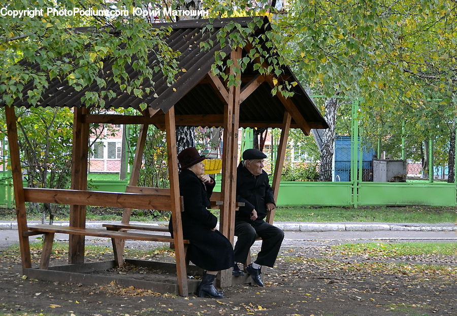 People, Person, Human, Gazebo, Bench, Chair, Furniture