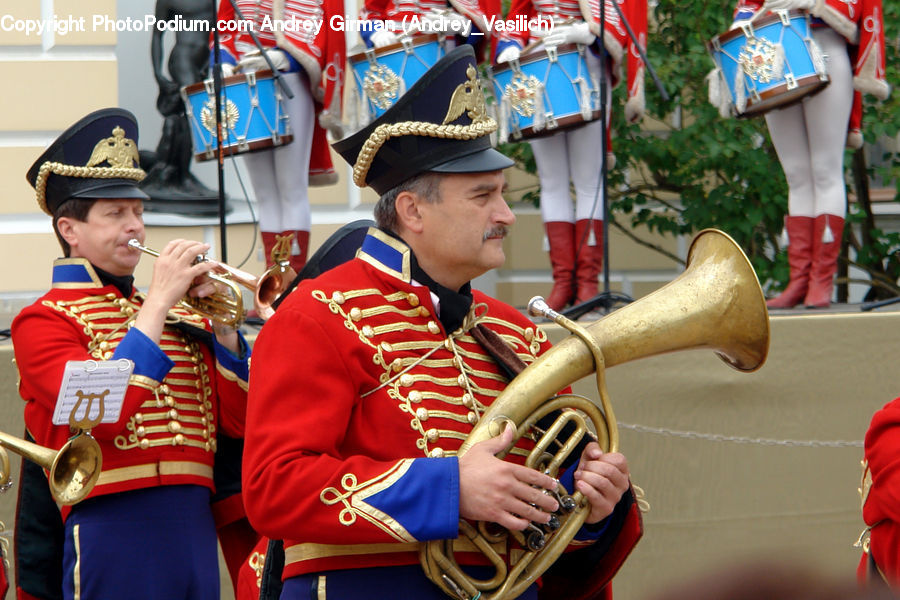 People, Person, Human, Plant, Potted Plant, Brass Section, Cornet