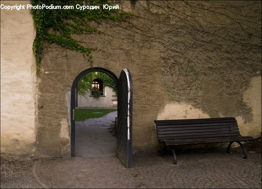 Bench, Arch, Gate, Arched