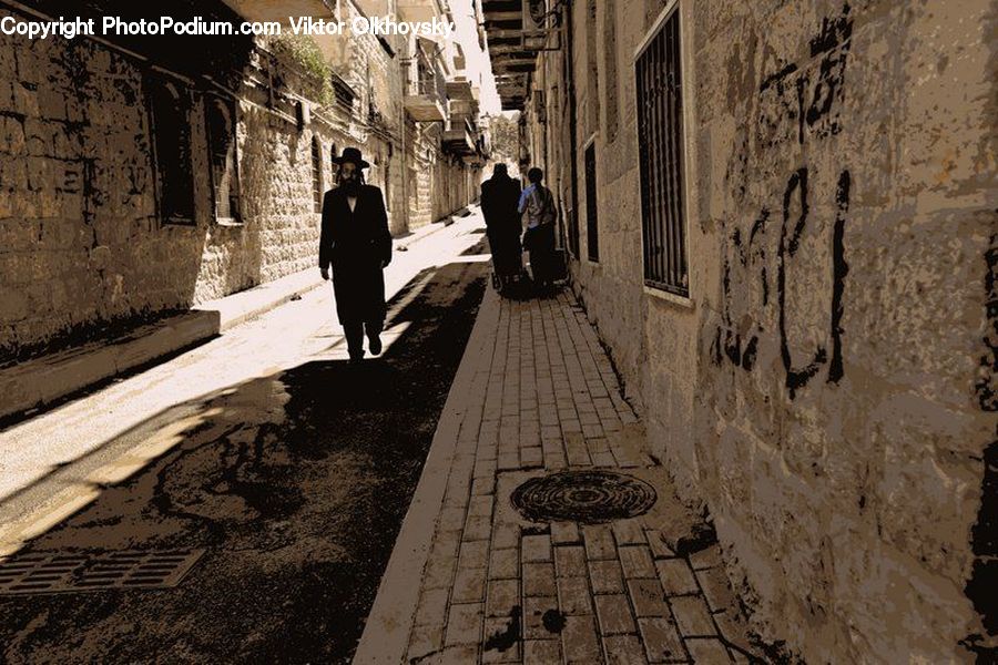 Human, People, Person, Cobblestone, Pavement, Walkway, Alley