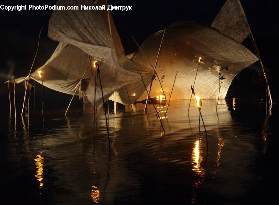 Umbrella, Night, Outdoors, Lighting, Water, Canopy