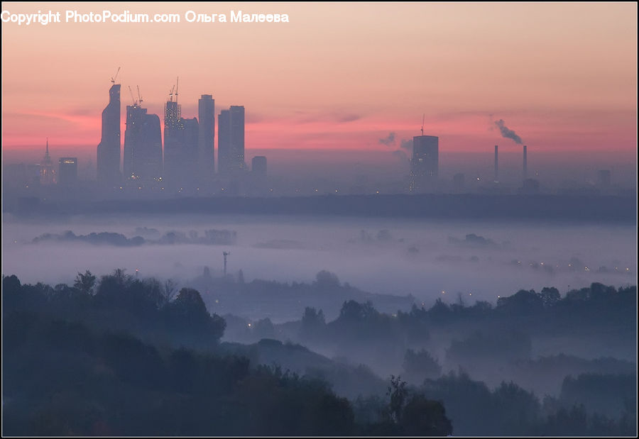 Dawn, Dusk, Sky, Sunrise, Sunset, Fog, Pollution