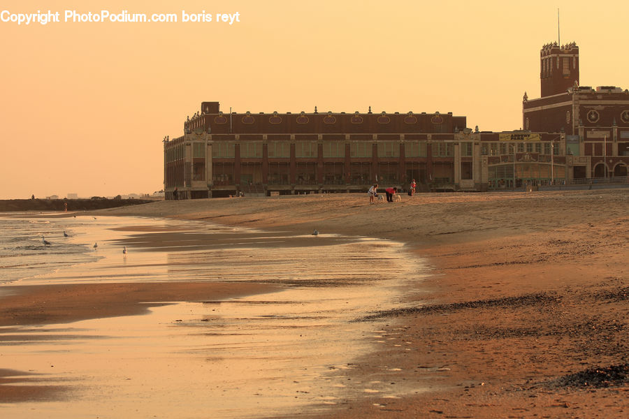 Architecture, Bell Tower, Clock Tower, Tower, Train, Vehicle, Beach