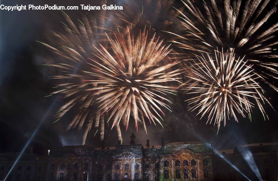 Fireworks, Night, Altar, Architecture, Lighting