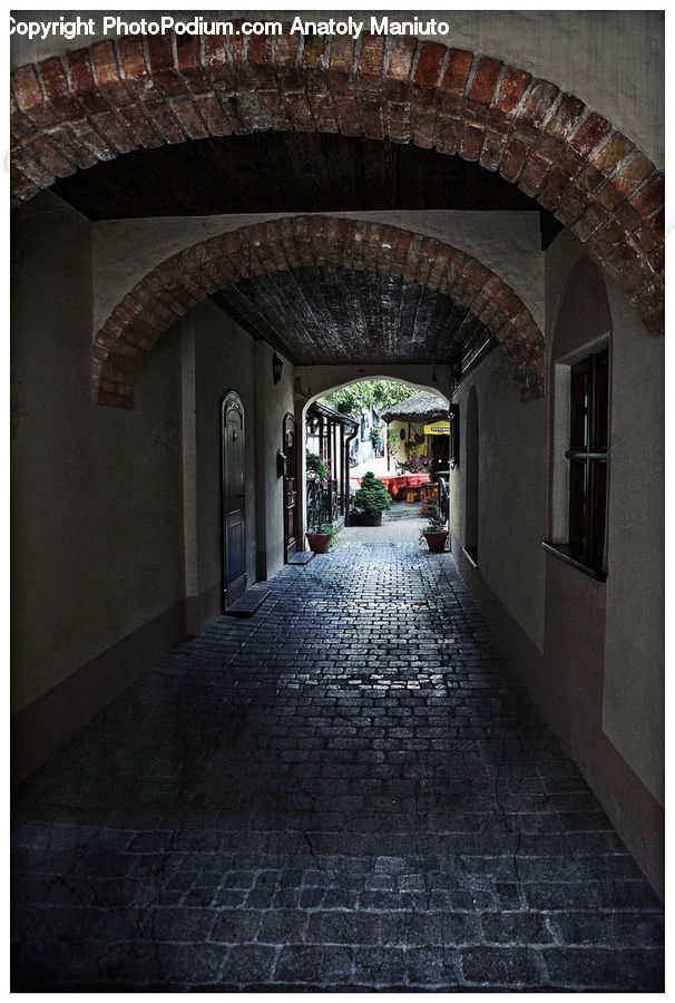 Building, Hacienda, Villa, Alley, Alleyway, Road, Street