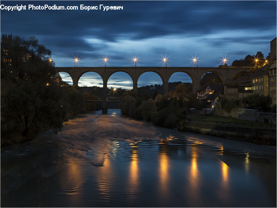 Bridge, Viaduct, Bench, Building, City, Downtown, Metropolis