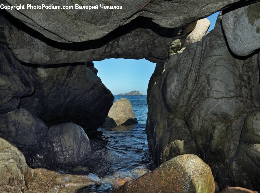 Rock, Coast, Cove, Outdoors, Sea, Water, Hole