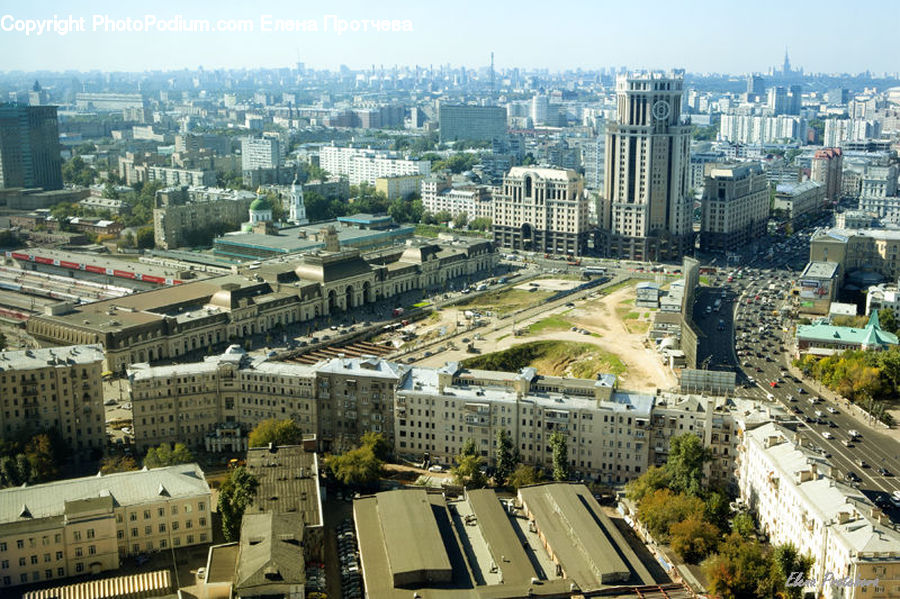 Aerial View, City, Downtown, Metropolis, Urban, Building, High Rise