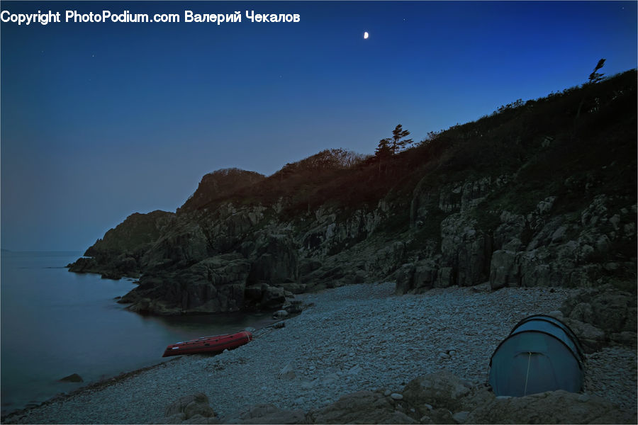 Camping, Boat, Canoe, Kayak, Dinghy, Coast, Outdoors