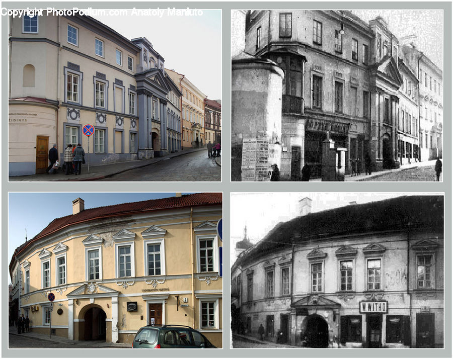 Collage, Poster, Building, Housing, Villa, Downtown, Town