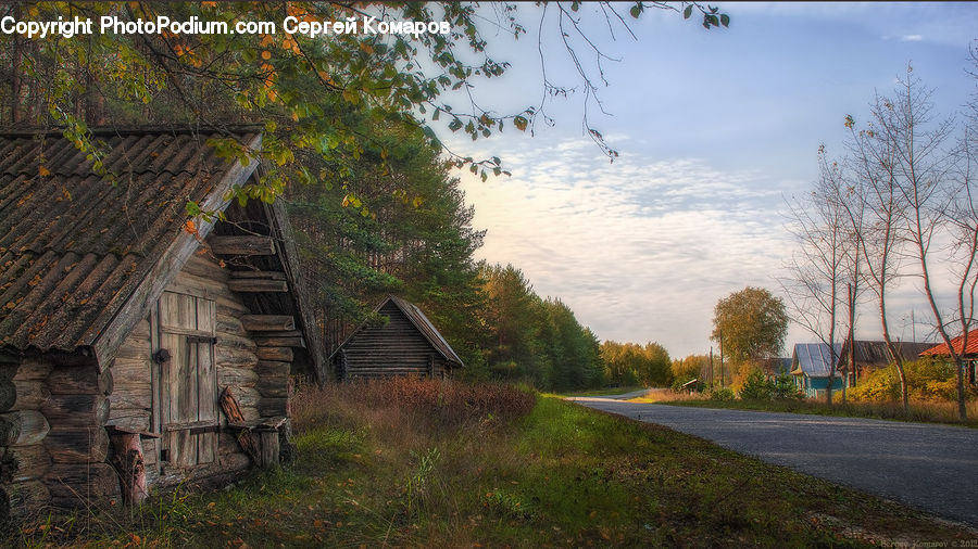 Dirt Road, Gravel, Road, Building, Cottage, Housing, Cabin