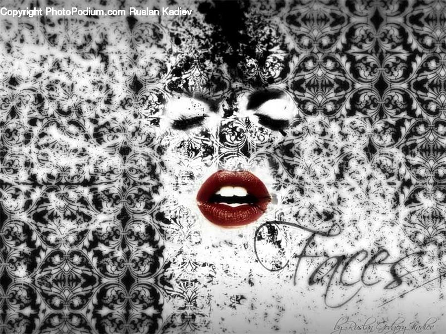 Lip, Mouth, Doodle, Drawing, Asphalt, Tarmac, Laughing