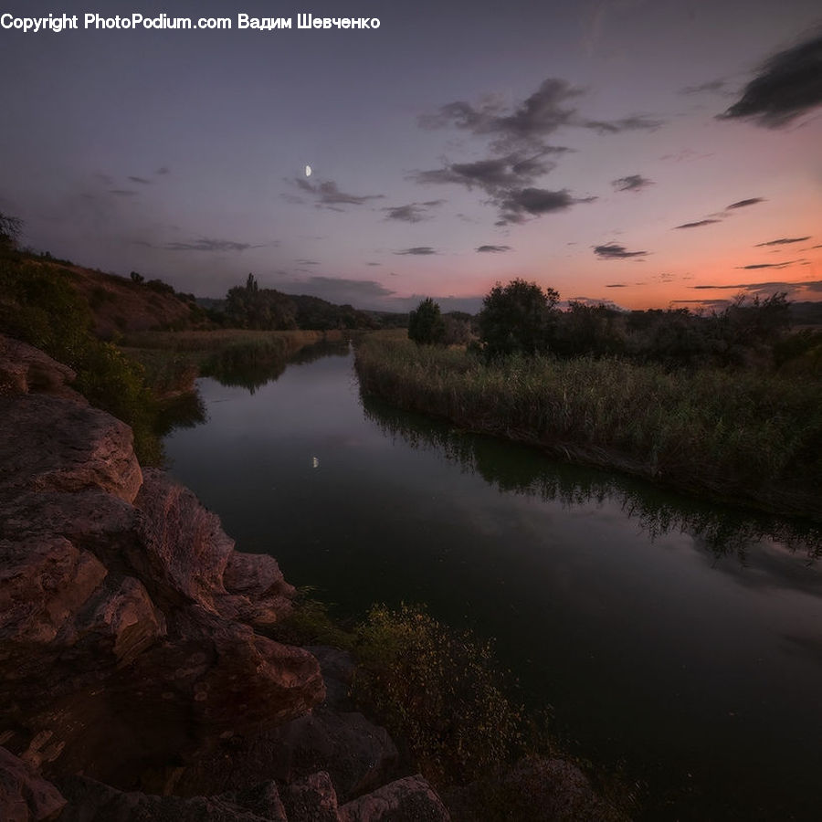 Outdoors, River, Water, Dawn, Dusk, Sky, Sunrise