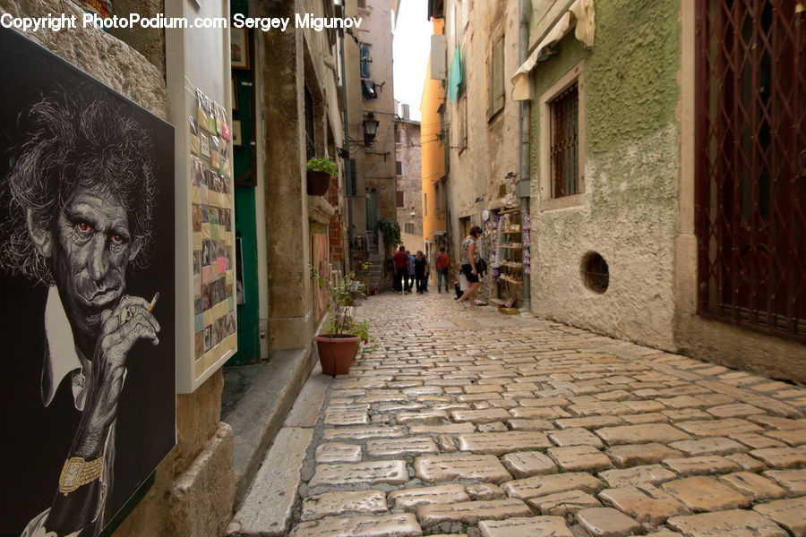 Alley, Alleyway, Road, Street, Town, Brick, Art