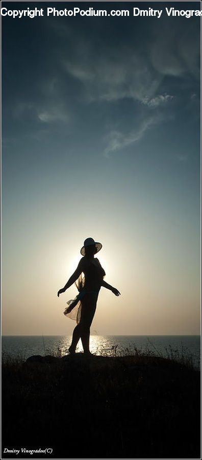 Silhouette, Kicking, Hat