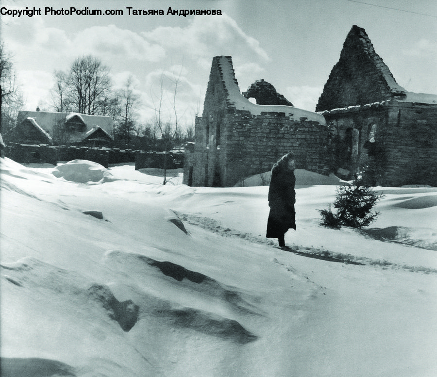 Ancient Egypt, Architecture, Pyramid, Triangle, Ice, Outdoors, Snow