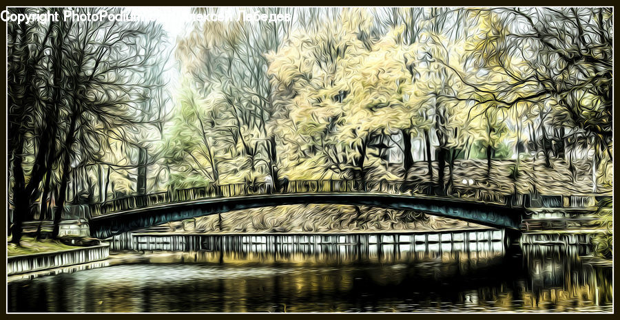 Bridge, Canal, Outdoors, River, Water, Plant, Tree