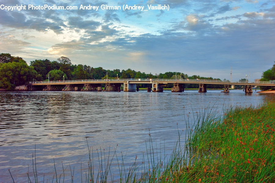Bridge, Lake, Outdoors, Water, River, Landscape, Nature
