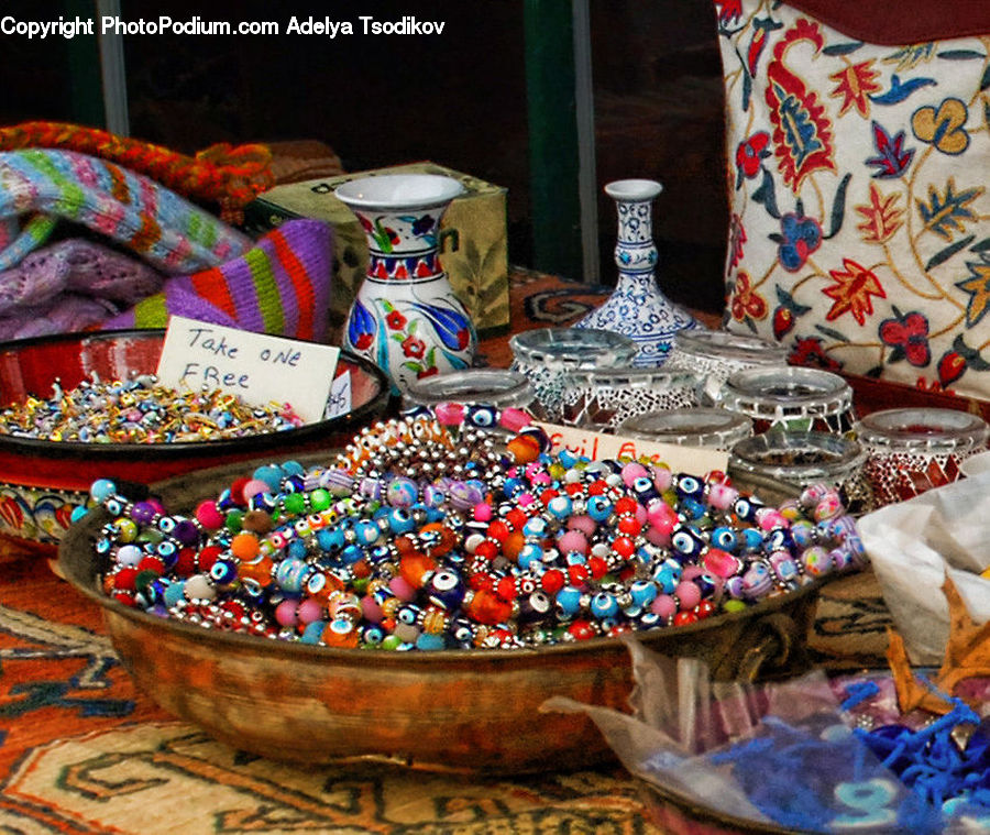 Candy, Confectionery, Sweets, Pot, Pottery, Cushion, Home Decor