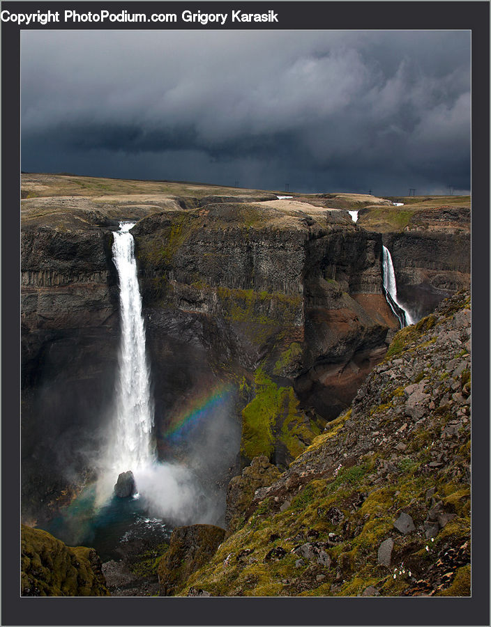 Eruption, Geyser, Outdoors, Water, Rainbow, Sky, Rock