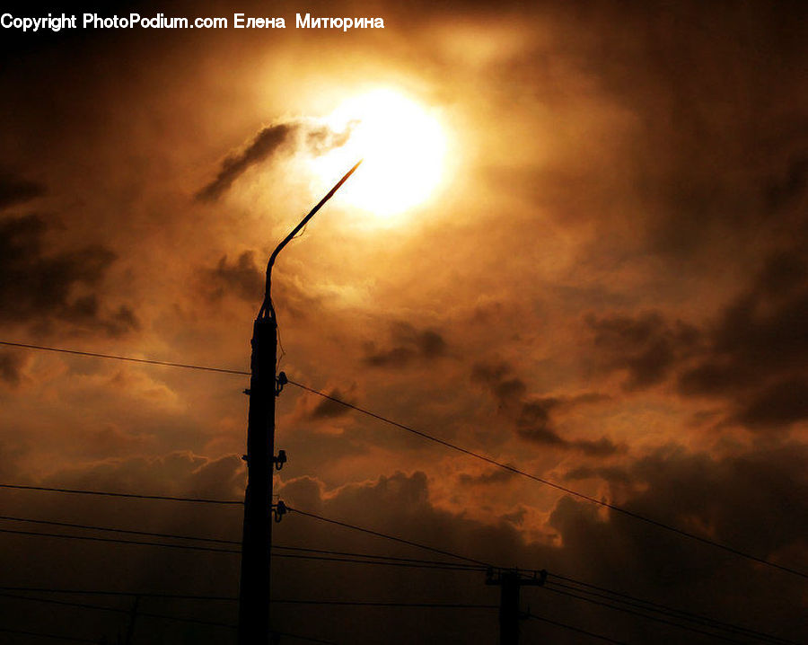 Lamp Post, Pole, Dawn, Dusk, Sky, Sunrise, Sunset