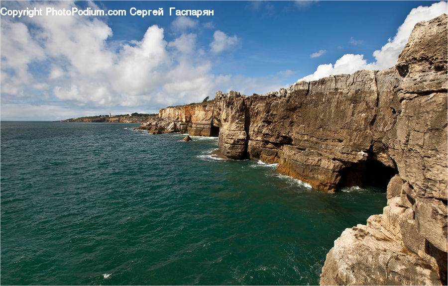 Cliff, Outdoors, Hole, Rock, Promontory, Coast, Sea