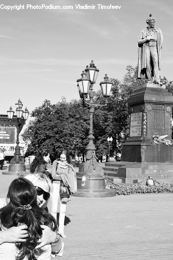 People, Person, Human, Lamp Post, Pole, Tomb, Art