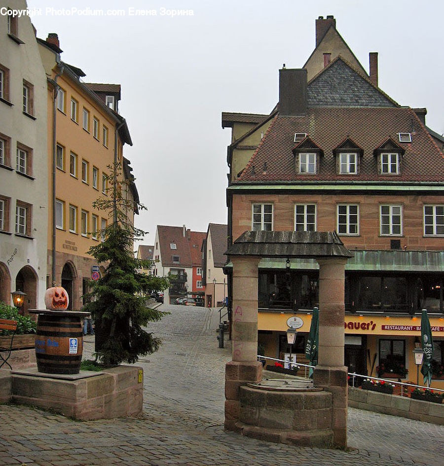 Architecture, Downtown, Plaza, Town, Town Square, Shop, Building
