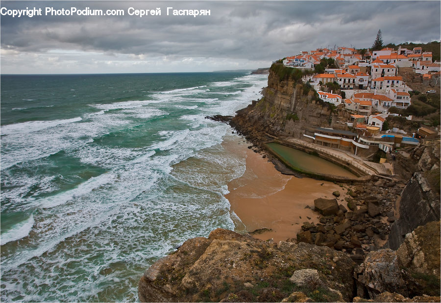 Building, Downtown, Town, Coast, Outdoors, Sea, Water