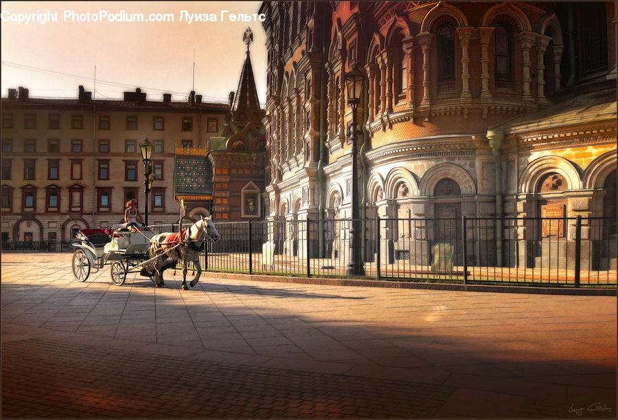 Carriage, Horse Cart, Vehicle, Buggy, Wagon, Arch, Architecture