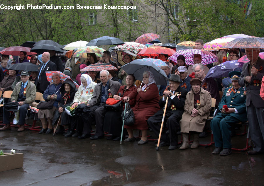 Umbrella, People, Person, Human, Crowd, Coat, Subway