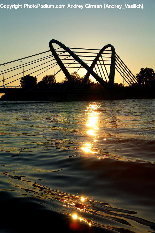 Bridge, Coaster, Roller Coaster, Silhouette, Flare, Light, Sunlight