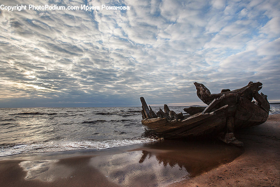 Shipwreck, Beach, Coast, Outdoors, Sea, Water, Rock