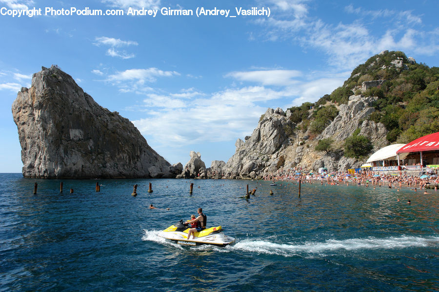 Jet Ski, Boat, Canoe, Kayak, Rowboat, Promontory, Cliff