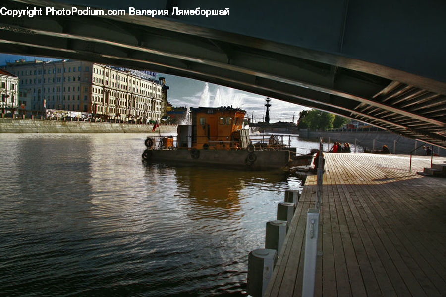 Dock, Landing, Pier, Freeway, Overpass, Bench, Barge