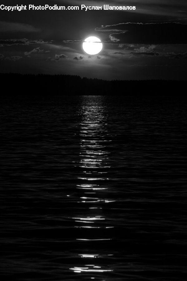 Astronomy, Moon, Night, Outdoors, Space, Ocean, Sea