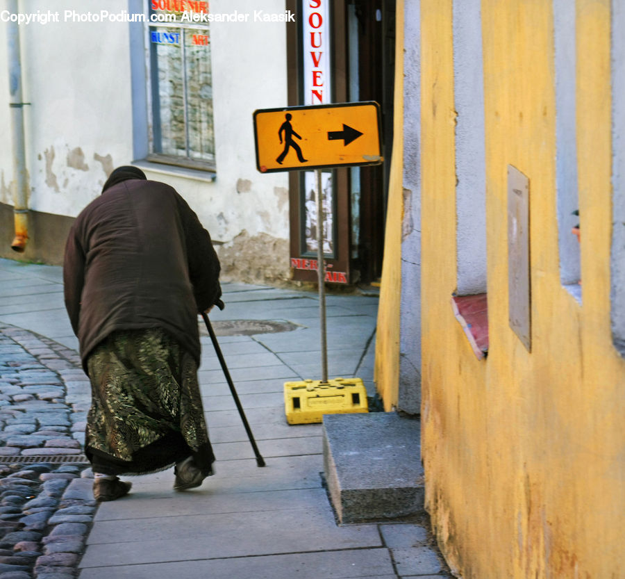 Leisure Activities, Walking, Asphalt, Tarmac, Sign, Alley, Alleyway